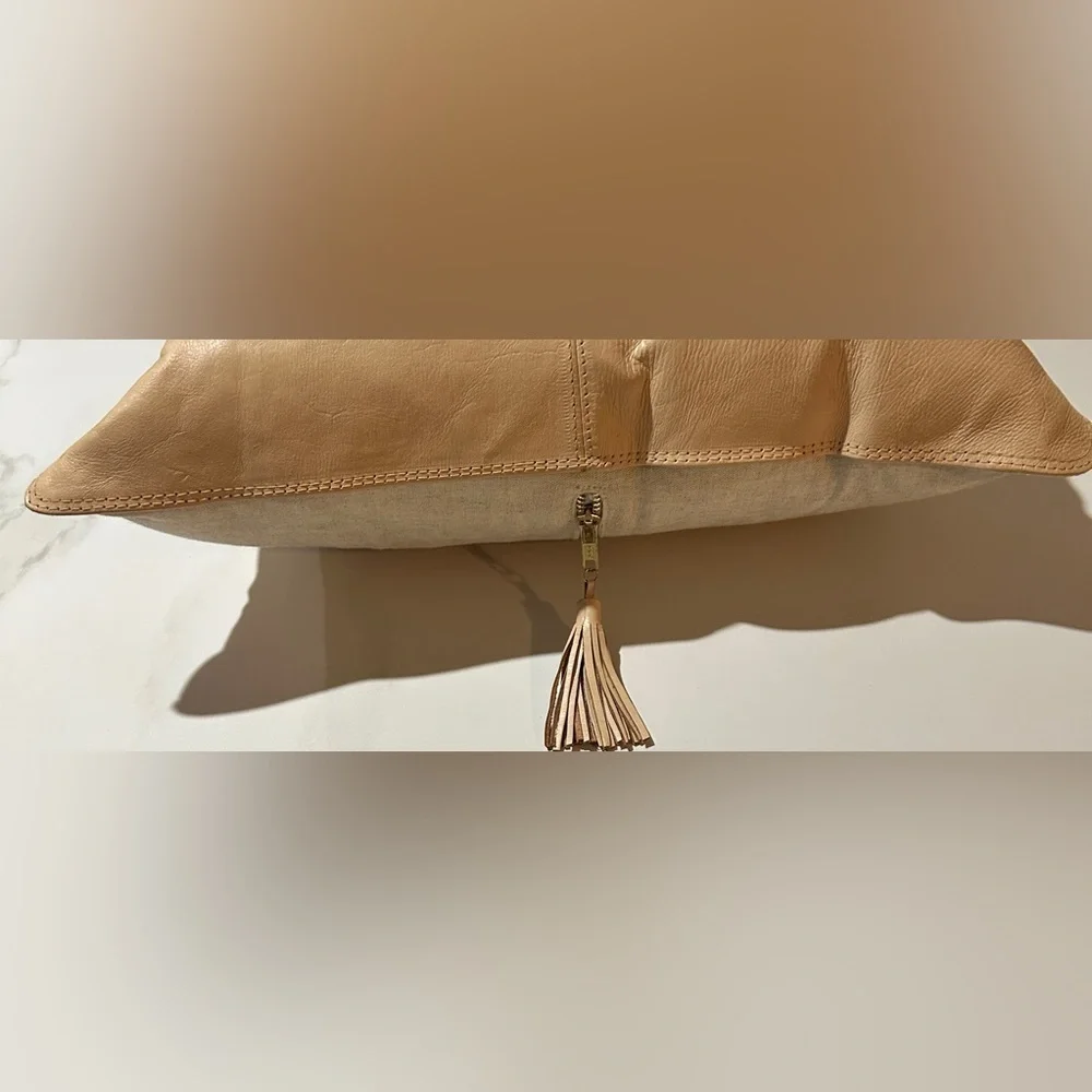Elegant Tan Leather Throw Pillow size 18X18